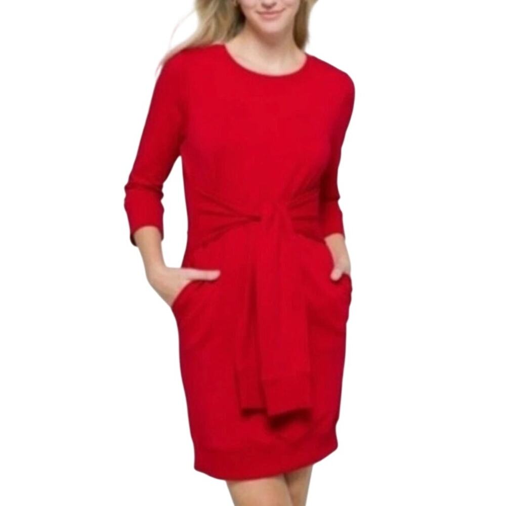 Universal Standard Bright Red Waist Tie Sweatshirt Cotton Everyday Comfort Dress